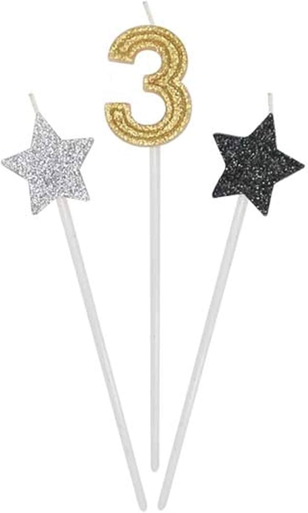 Candeline Numero Dorato e Stelle 16 cm