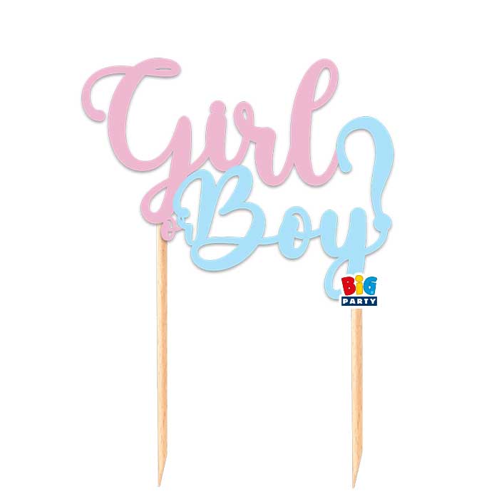 Cake Topper in carta 18 x 21 cm BOY OR GIRL