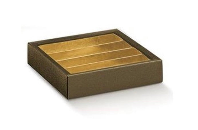 10 scatole cartoncino e pvc cm 14,5x14,5x3,5 pelle marrone