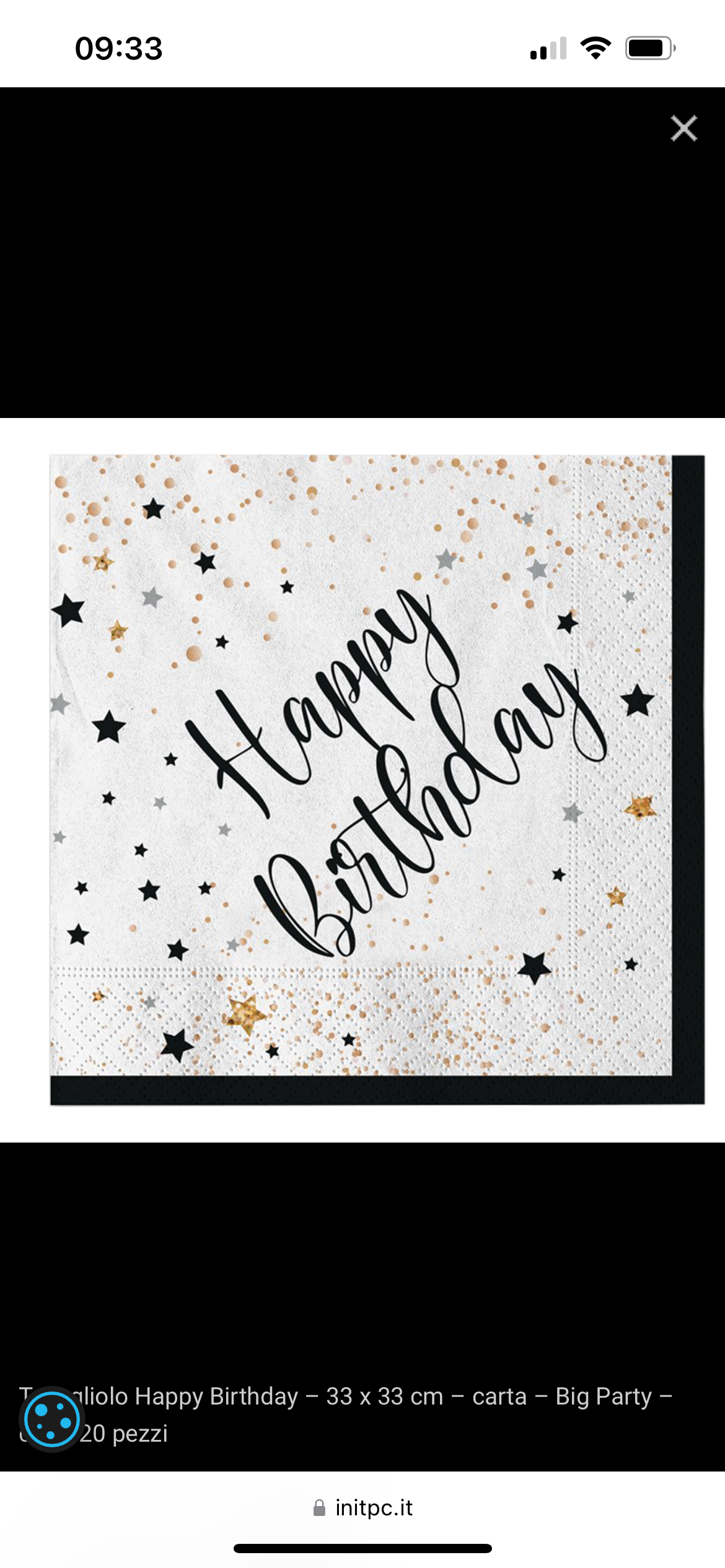 Coordinato Happy Birthday stelline oro e nere