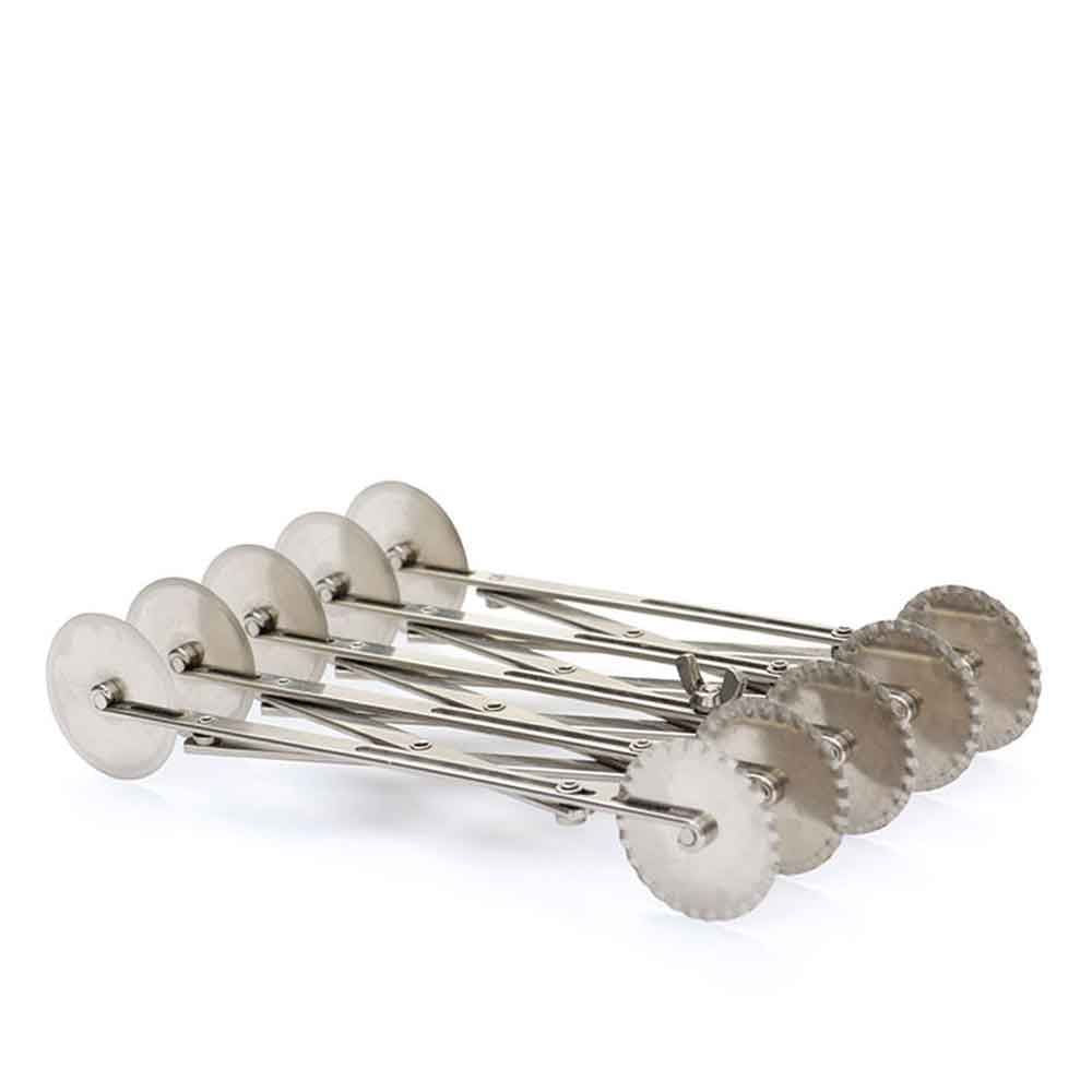 RULLO TAGLIAPASTA REGOLABILE IN ACCIAIO 5 LAME LISCE 5 ONDULATE