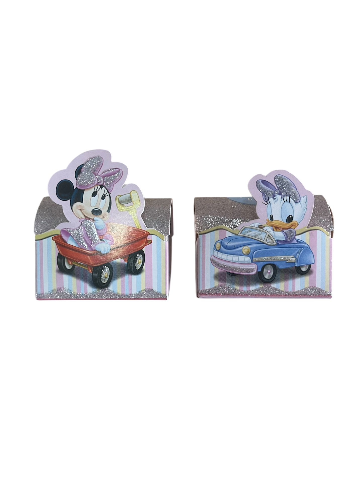 Disney 50 scatoline porta confetti Minnie e Paperina cm. 7.5x7x4 con cestino carta omaggio