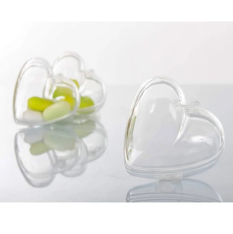 30 pz scatole bomboniera cuore bombato trasparente plexiglass porta confetti 6,5x6,2 cm