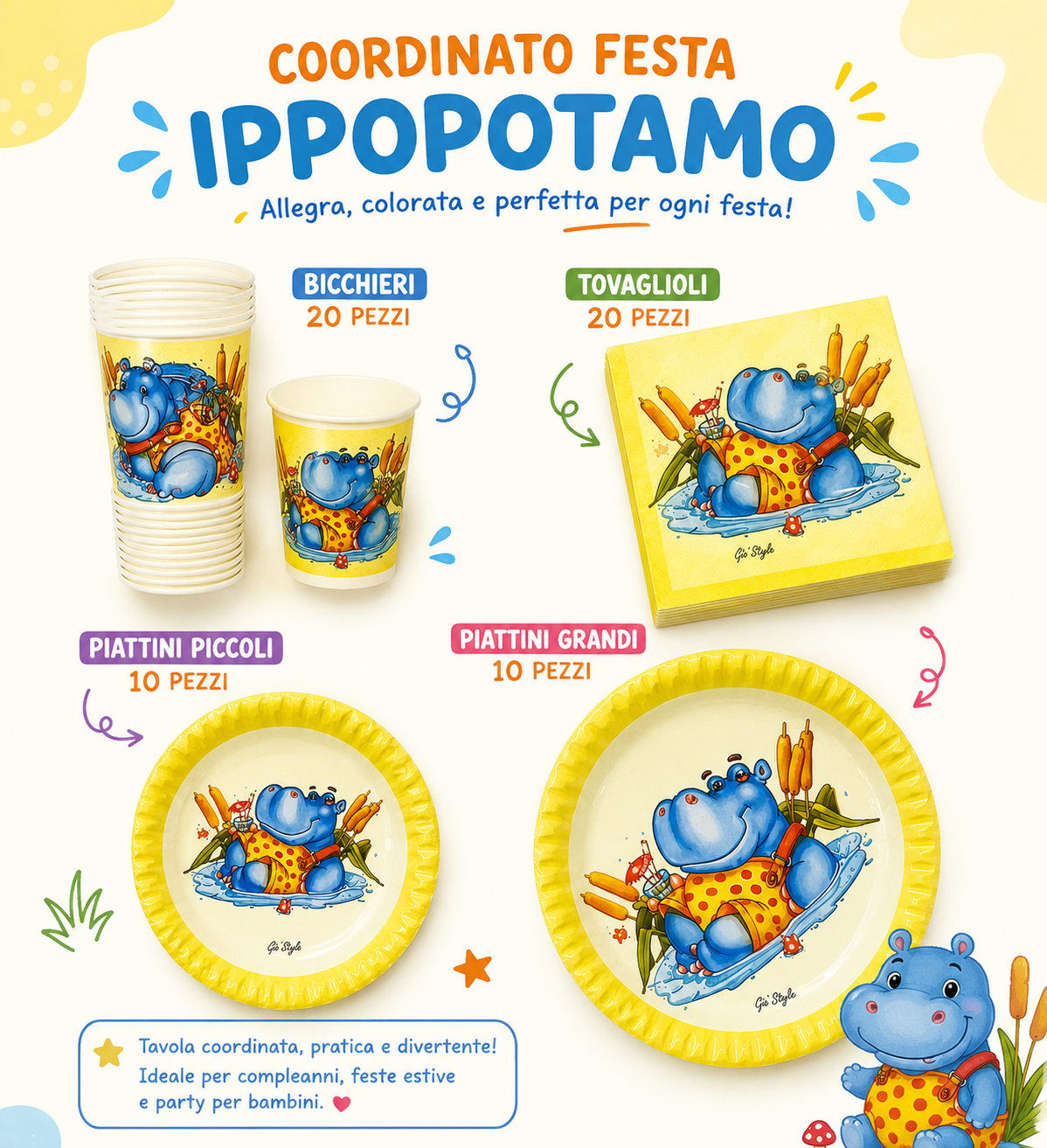 Hippo Pippo ippopotamo coordinato