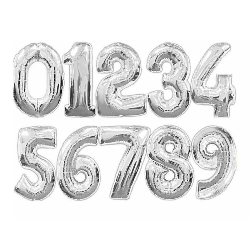 PALLONCINO NUMERO ARGENTO MAYLAR AD ARIA CM 40