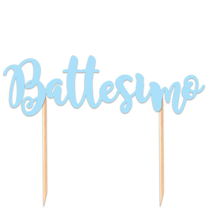 Cake Topper in carta 20 cm Scritta Battesimo ROSA O CELESTE