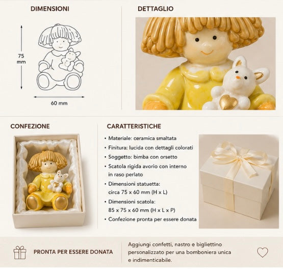 Bomboniera Bimba con Orsetto – Confezione da 6 pezzi