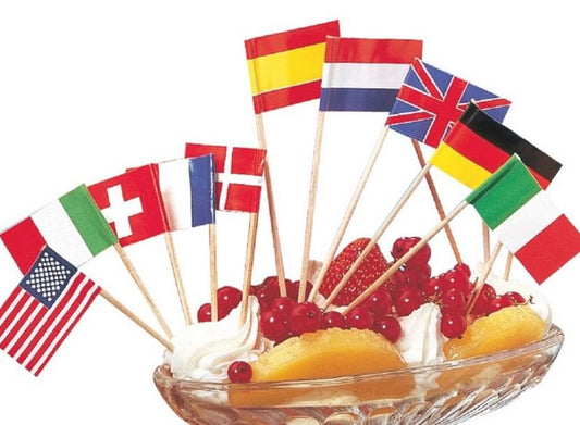 6 confezioni da 250 STUZZICADENTI CON BANDIERINE NAZIONI