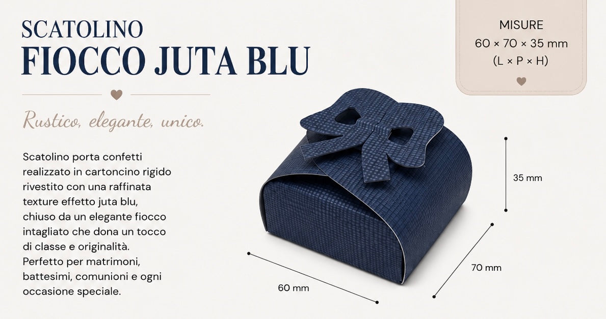 Pz 10 Scatolino Fiocco Juta Blu