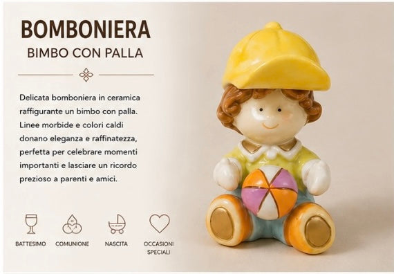 Bomboniera Bimbo con Palla – Confezione da 6 pezzi