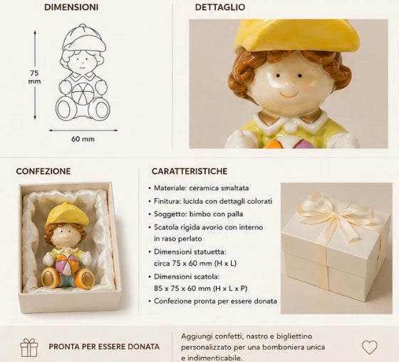 Bomboniera Bimbo con Palla – Confezione da 6 pezzi