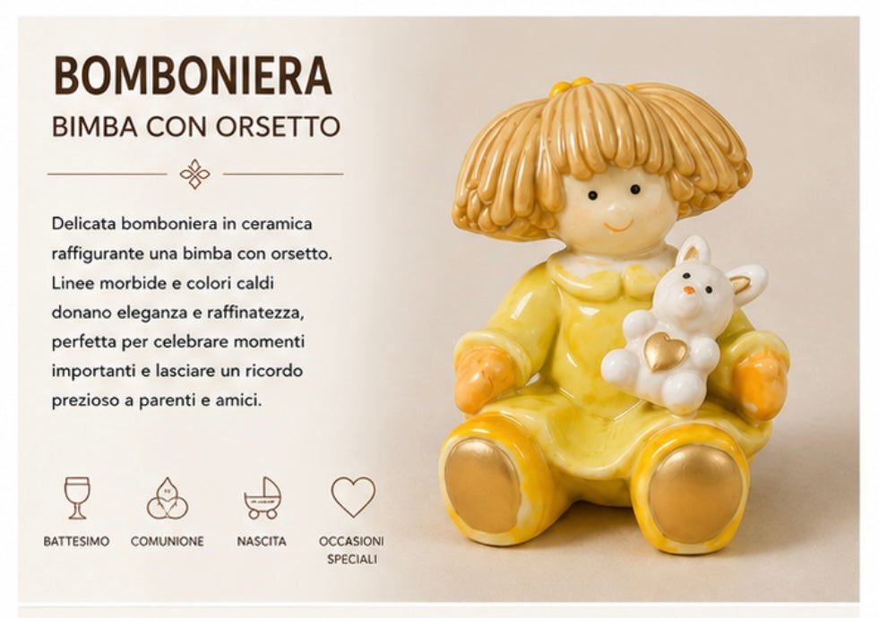 Bomboniera Bimba con Orsetto – Confezione da 6 pezzi