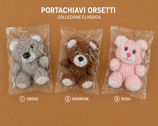 12 Portachiavi Orsetti – Collezione Classica | Confezione da 12 pz