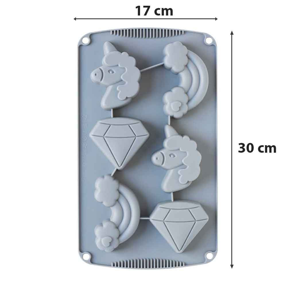 STAMPO ANTIADERENTE IN SILICONE 6 FIGURE TEMA UNICORNI DECORA