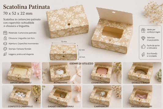 10 pz Scatolina Patinata 70x52x22 mm