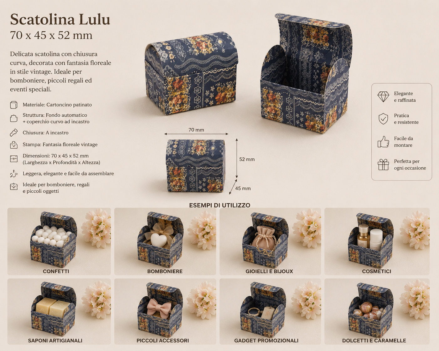 10 pz Scatolina Lulu 70x45x52 mm