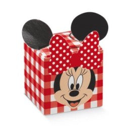10 scatolini cubo Minnie rosso cm 5x5x5