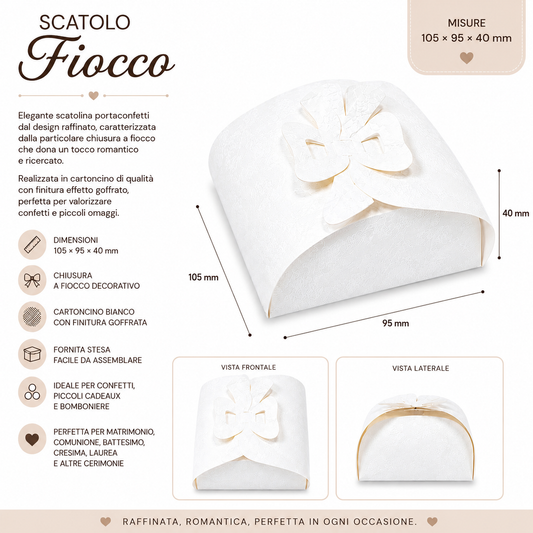 10 pz Scatolo Fiocco – mm 105x95x40