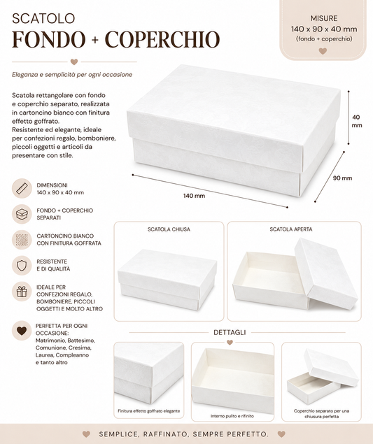 Pz 10 Scatolo Fondo + Coperchio mm 130x90x40