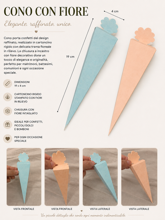 Pz 10 Cono con Fiore – rosa/celeste