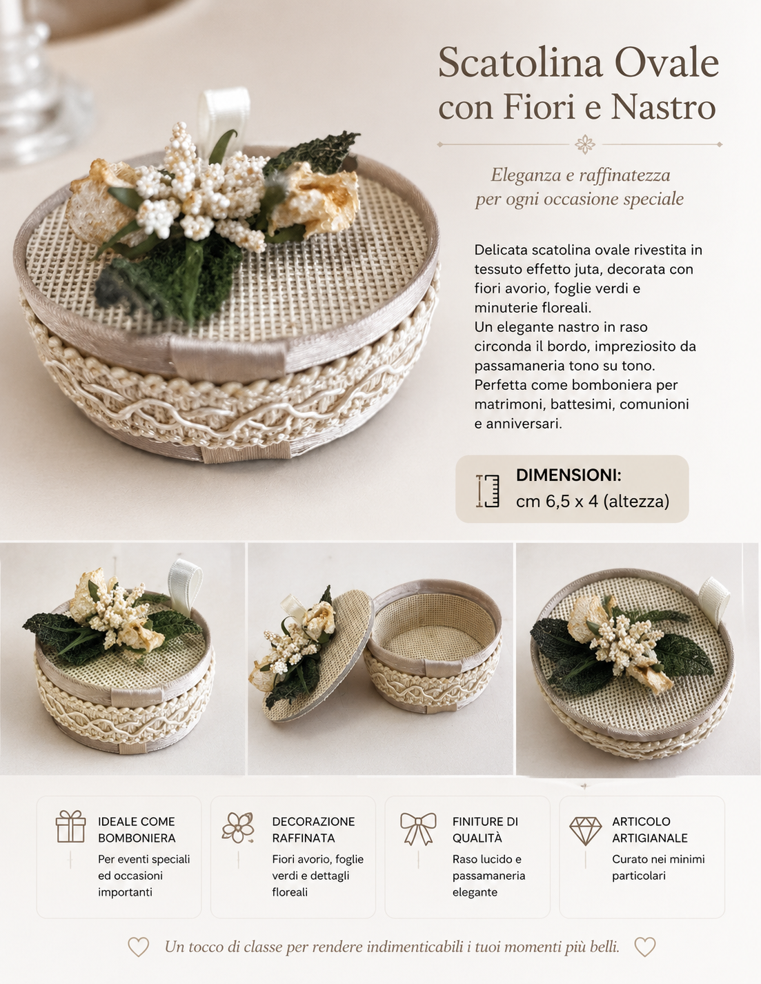Pz 12 Scatolina Ovale con Fiori